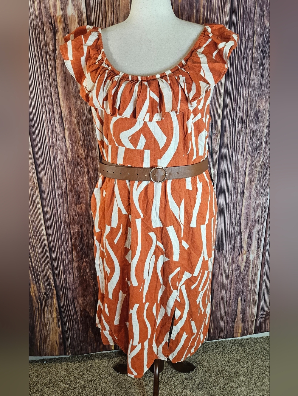 NWT Ava & Viv Linen Blend Ruffle Midi Dress Plus Size 2X - Picture 12 of 13